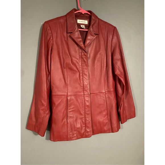 Preston & York Red Genuine Lamb Skin Leather Zip Jacket Vintage Size Medium - Picture 2 of 8